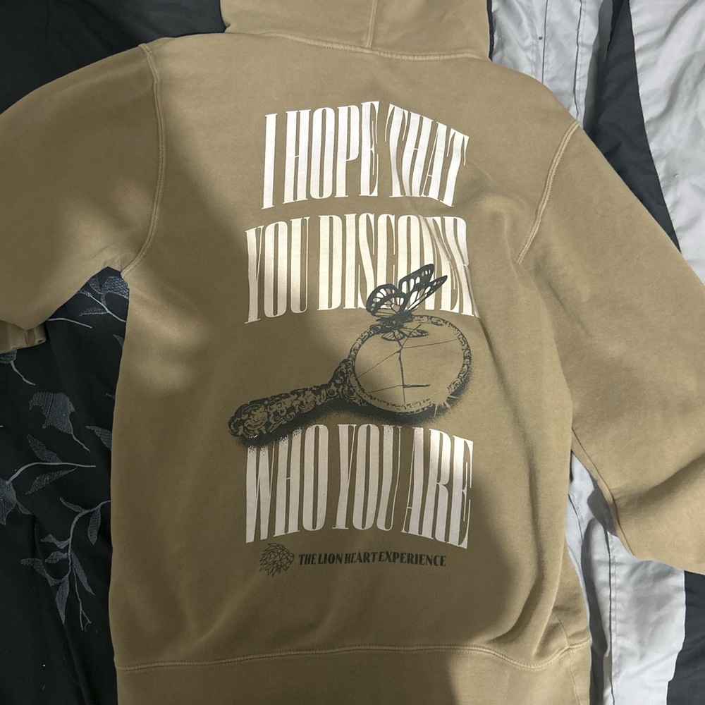 Tan Hoodie with Graphic Print
